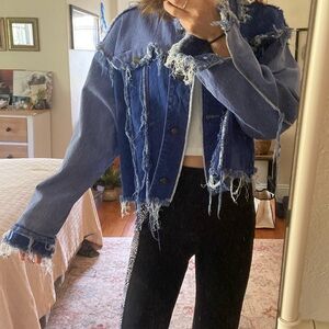 frayed (intentional) Jean shacket